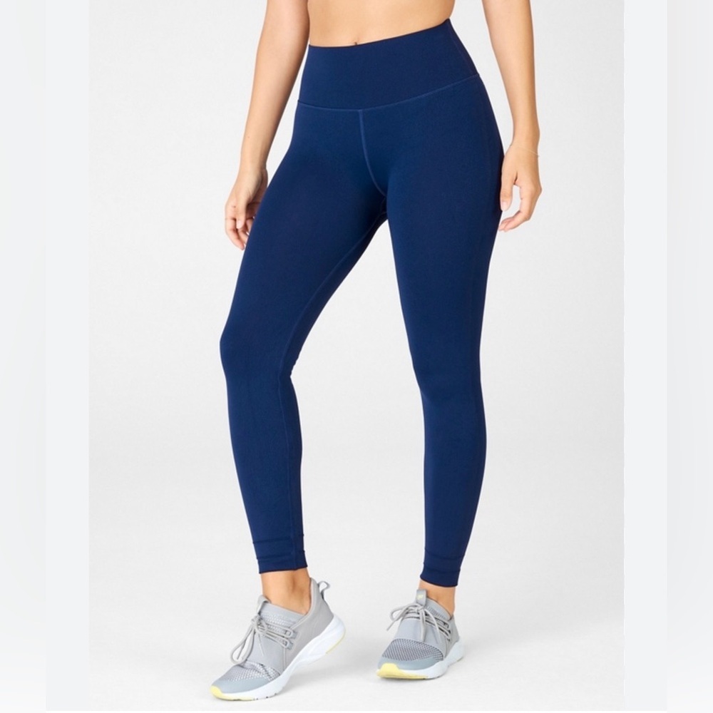 Fabletics SculpKnit Custom Length Solid High Rise Leggings Navy Blue Sz Large/10